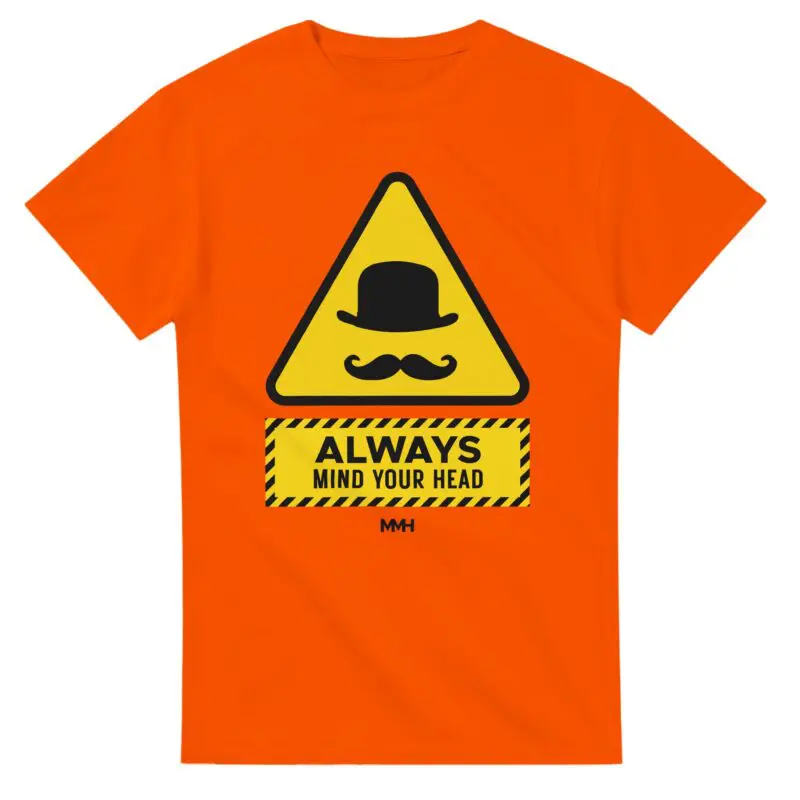 Orange T-shirt - "Always Mind Your Head – Graphic Tee v2" by MMH Statement Apparel