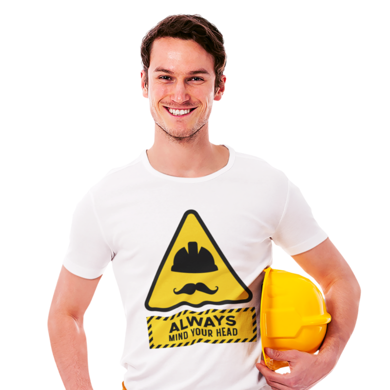 Smiling man with a yellow safety helmet.