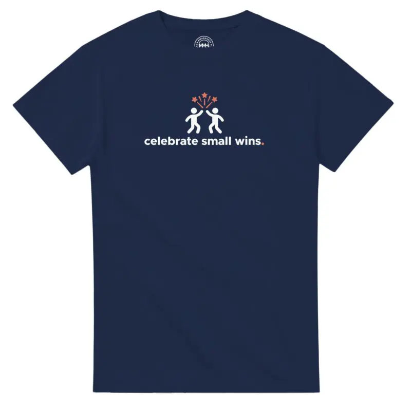 Navy T-shirt - "Celebrate Small Wins - Tee" by MMH Statement Apparel