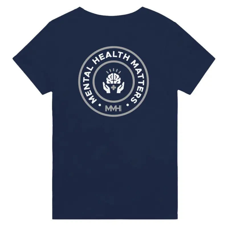 Navy T-shirt - "Mental Health Matters Tee (Back)" by MMH Statement Apparel