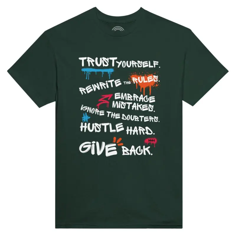 Forest Green T-shirt - "Rules for Life - Tee" by MMH Statement Apparel