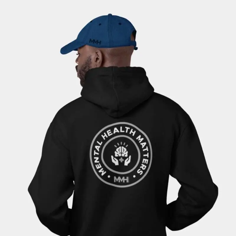 Man wearing Mental Health Matters hoodie