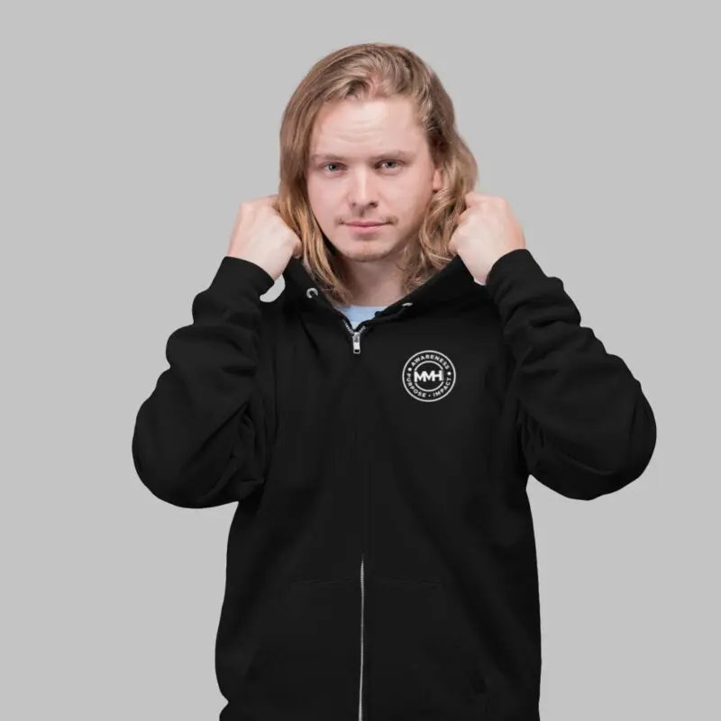 "Mental Health Matters Zip Hoodie v2" Hoodie by MMH Statement Apparel