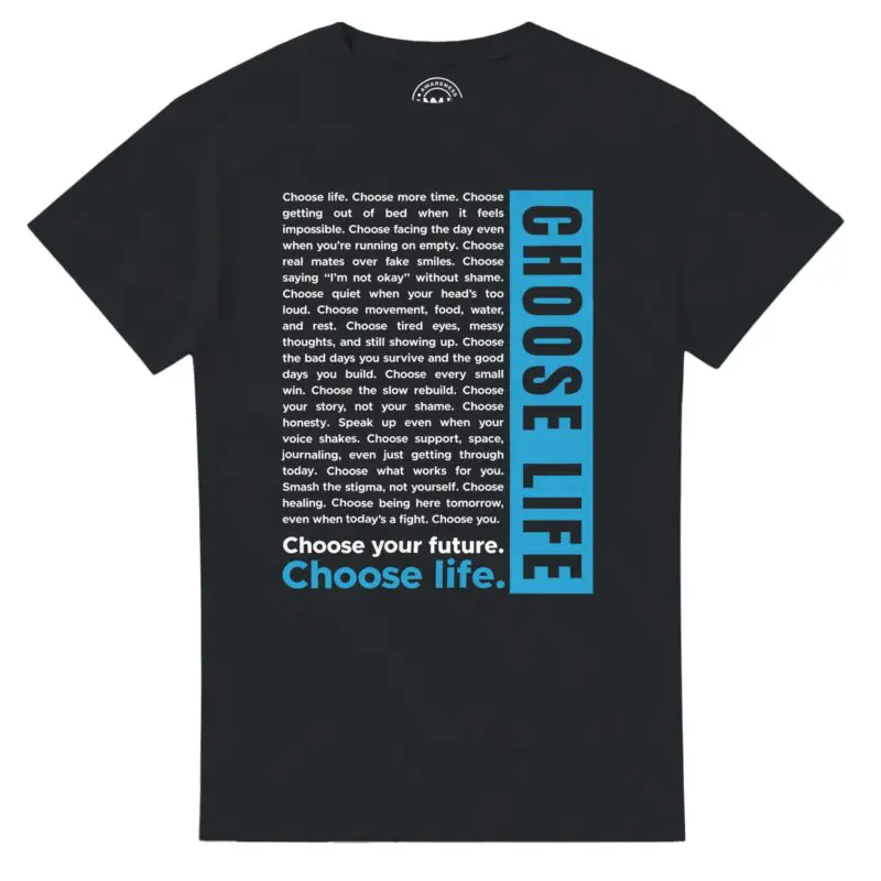 Black T-shirt - "The Choose Life Monologue Tee" by MMH Statement Apparel