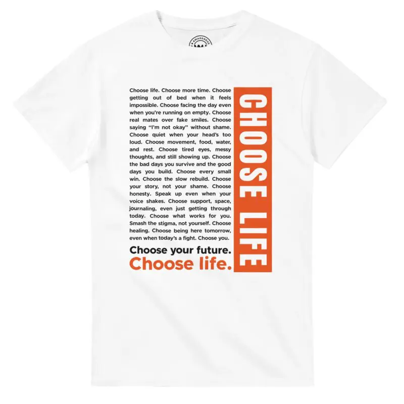 White T-shirt - "The Choose Life Monologue Tee" by MMH Statement Apparel