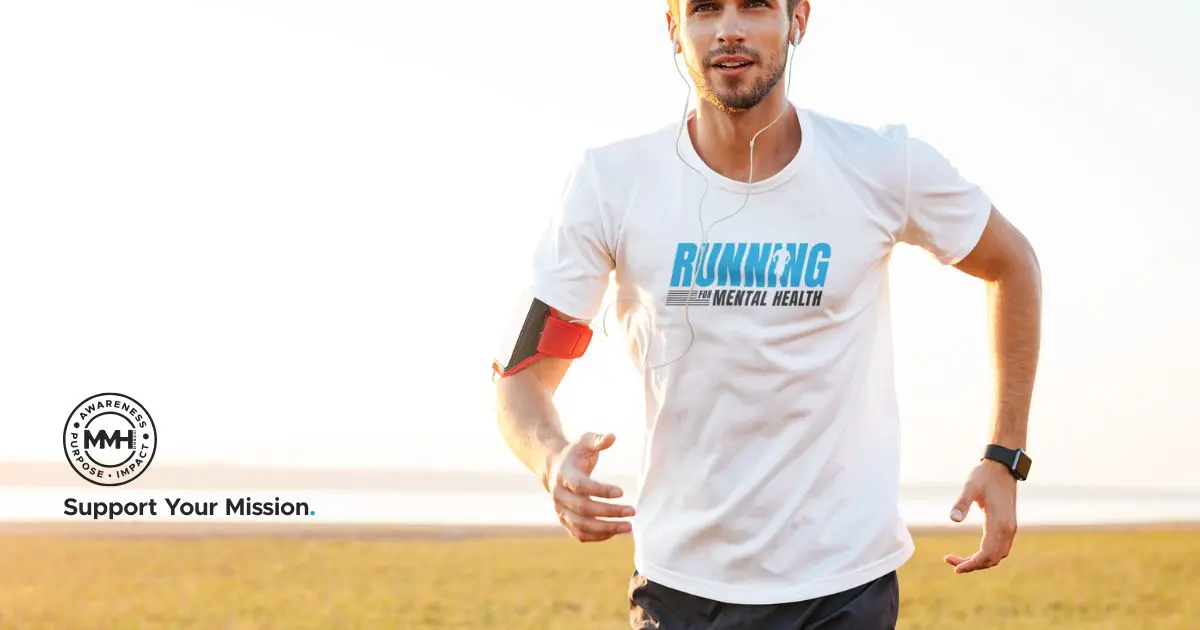 Man running for mental health awareness outdoors