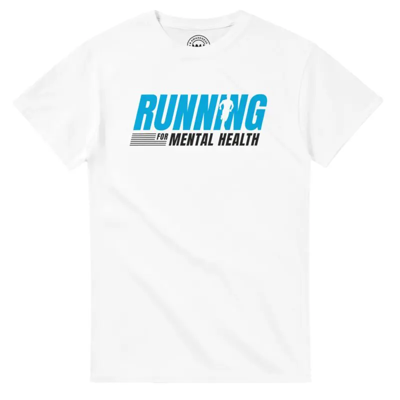 White T-shirt - "Running For Mental Health Tee (Classic)" by MMH Statement Apparel