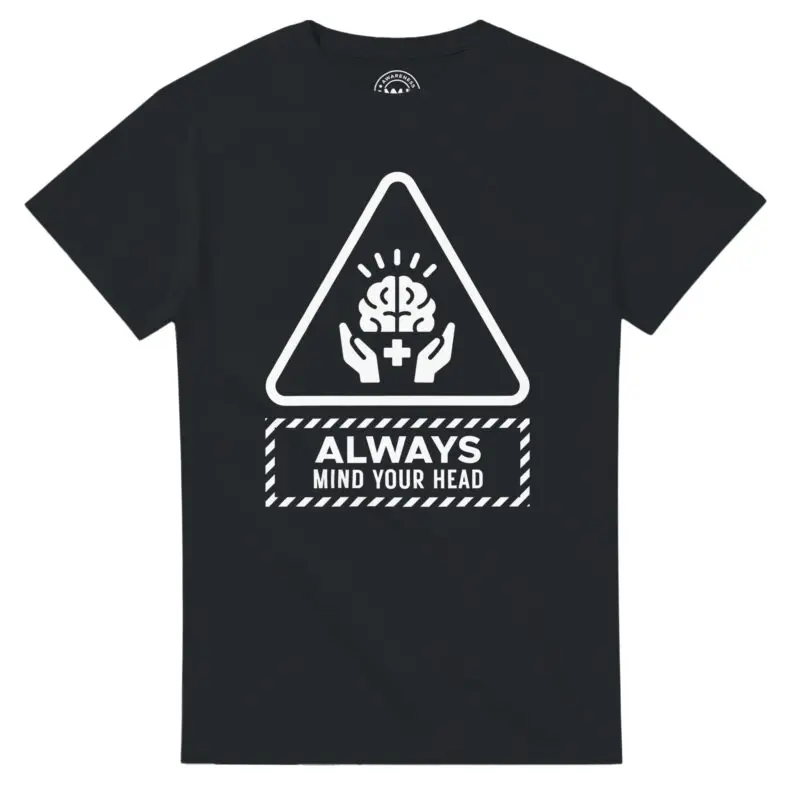 Black T-shirt - "Always Mind Your Head Tee (Brain)" by MMH Statement Apparel