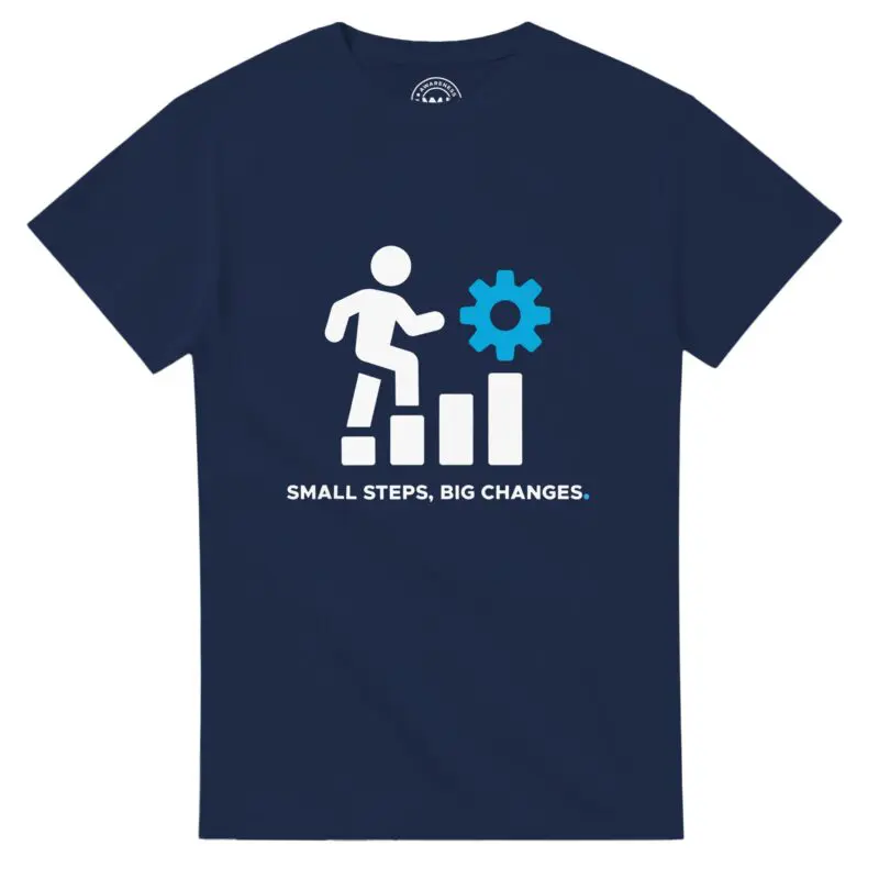 Navy T-shirt - "Small Steps, Big Changes ICON Tee" by MMH Statement Apparel