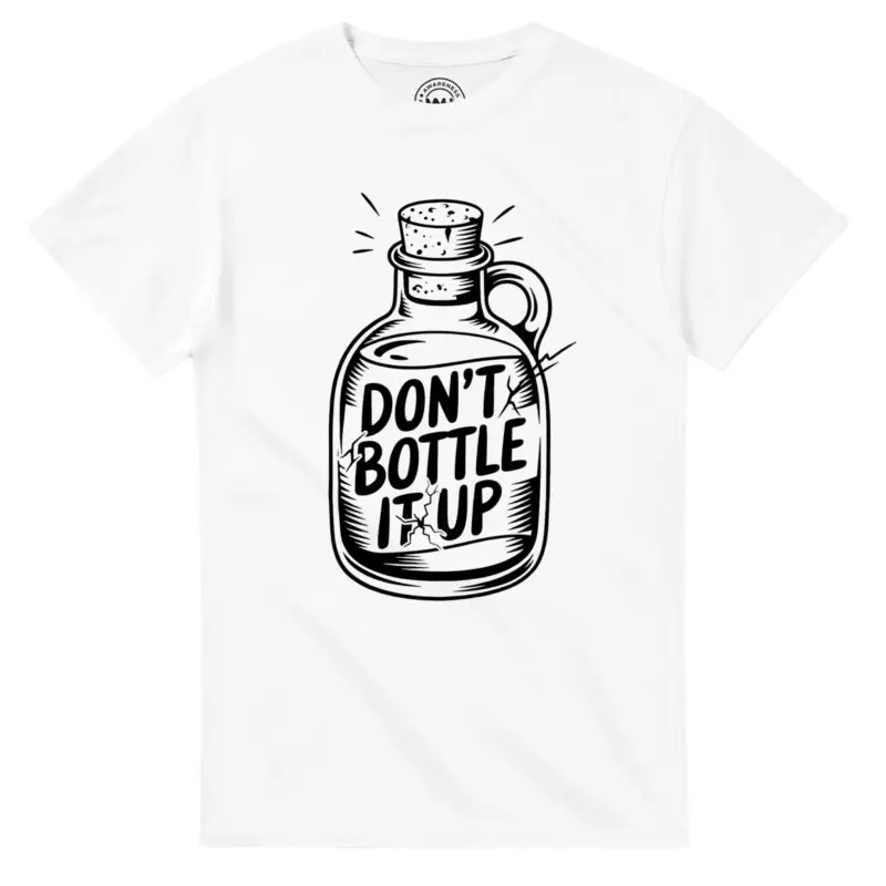 White T-shirt - "Don’t Bottle It Up Tee" by MMH Statement Apparel