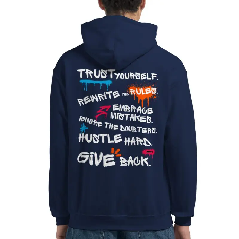 Navy Hoodie - "Life Rules - Hoodie" by MMH Statement Apparel