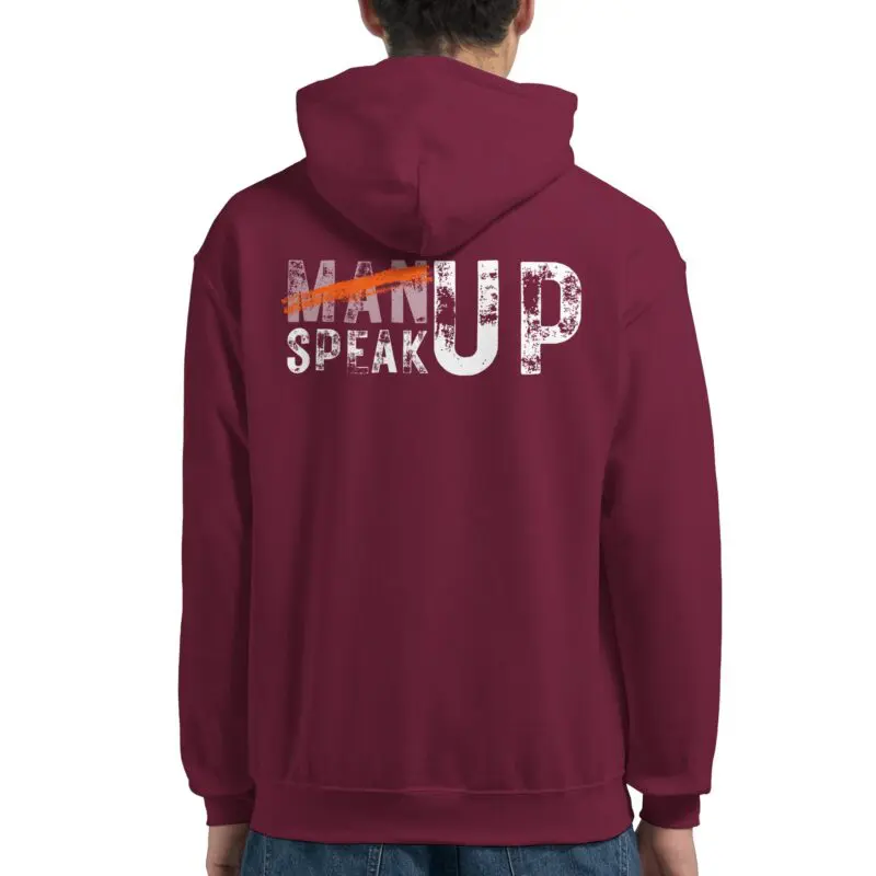 Maroon Hoodie - "Don’t “Man Up” – Speak Up Hoodie (Calm)" by MMH Statement Apparel