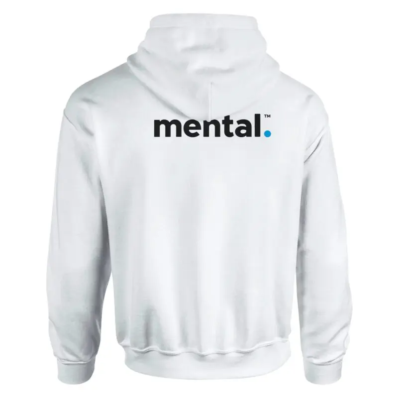 White Hoodie - "mental.™ - Advocate Hoodie (Classic)" by MMH Statement Apparel
