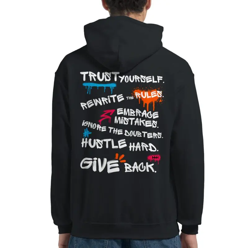 Black Hoodie - "Life Rules - Hoodie" by MMH Statement Apparel