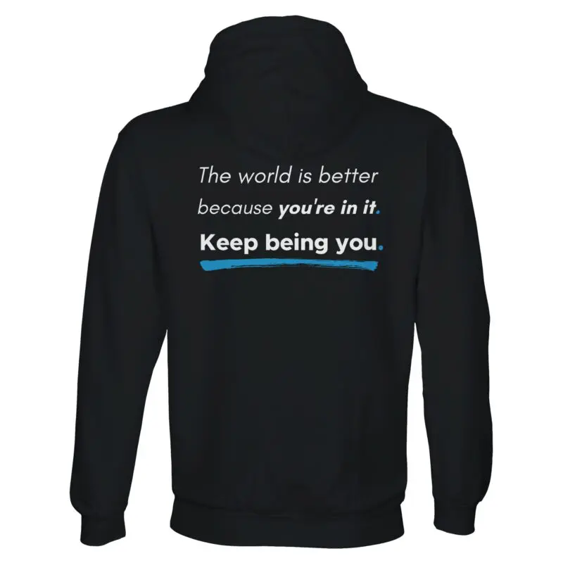 Black Hoodie - "You Are Enough Pullover Hoodie - Recycled Premium" by MMH Statement Apparel