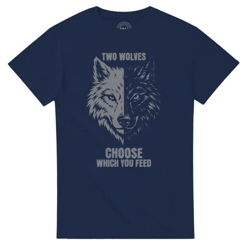 Navy T-shirt - "Two Wolves T-shirt" by MMH Statement Apparel
