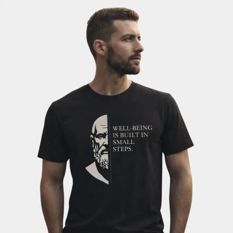 Man in t-shirt with philosophical quote