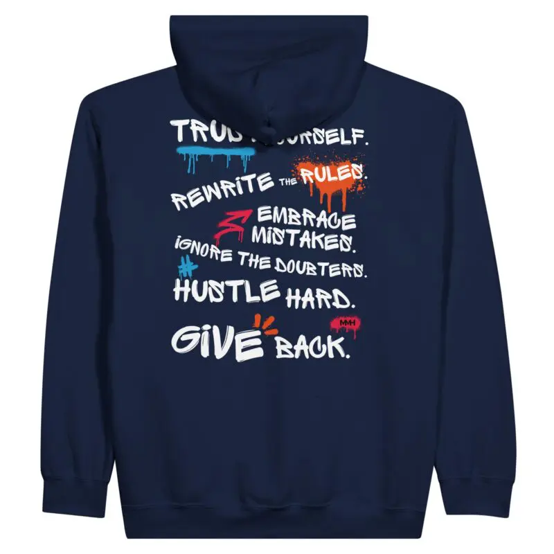 Navy Hoodie - "6 Rules to Success - Zip Hoodie" by MMH Statement Apparel