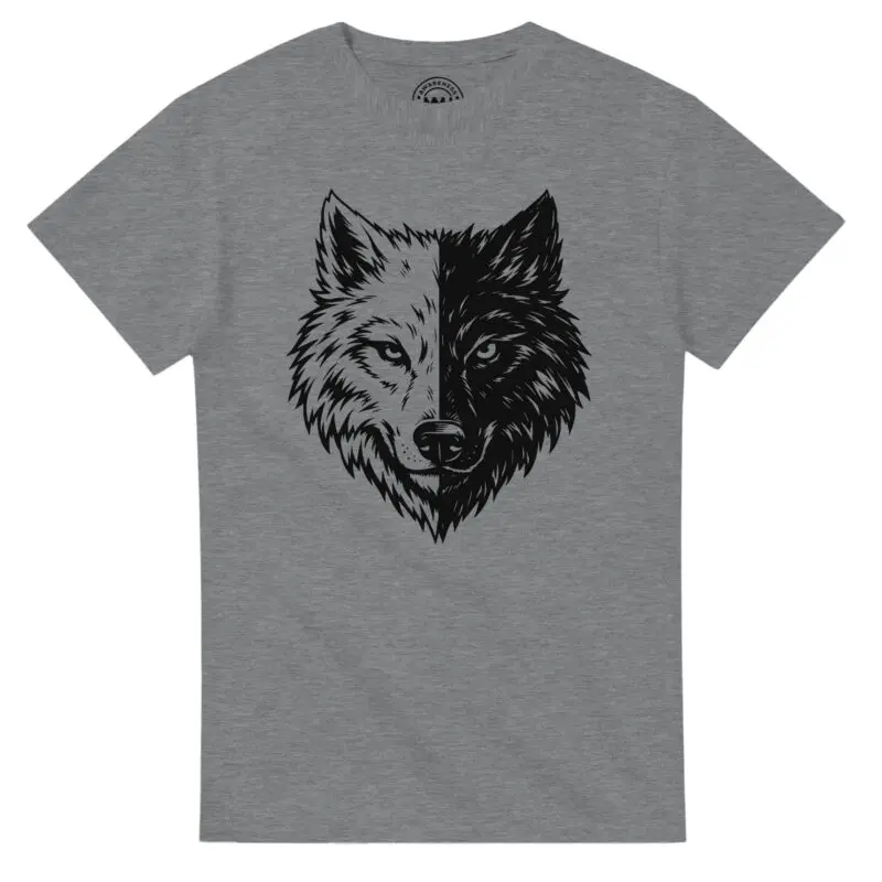 Sport Grey T-shirt - "Two Wolves Graphic T-shirt" by MMH Statement Apparel