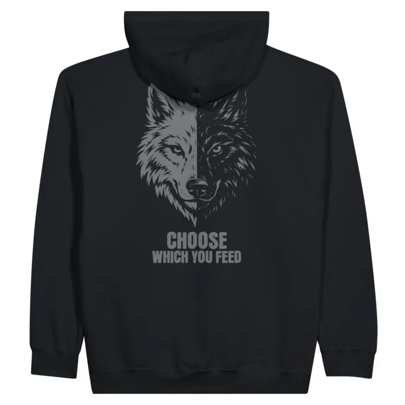 Black Hoodie - "Two Wolves - Zip Hoodie" by MMH Statement Apparel