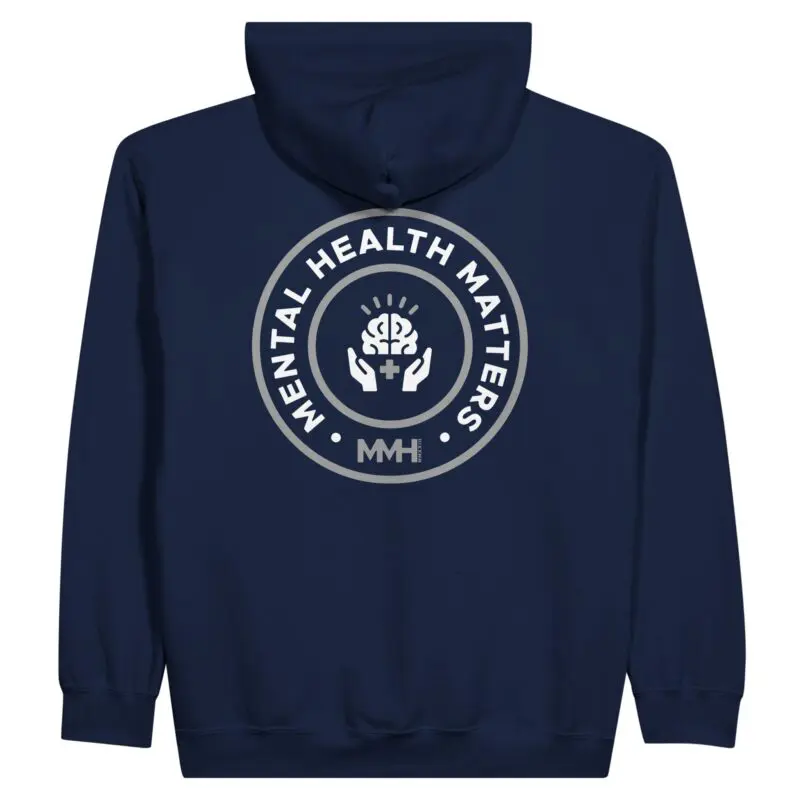 Navy Hoodie - "Mental Health Matters Zip Hoodie" by MMH Statement Apparel