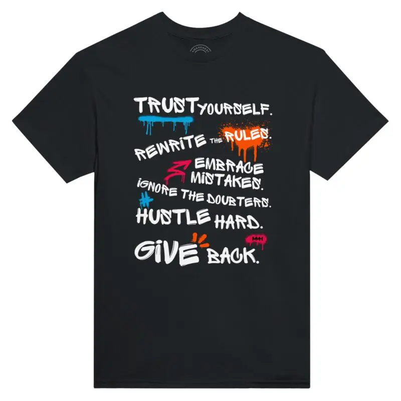 Black T-shirt - "Rules for Life - Tee" by MMH Statement Apparel