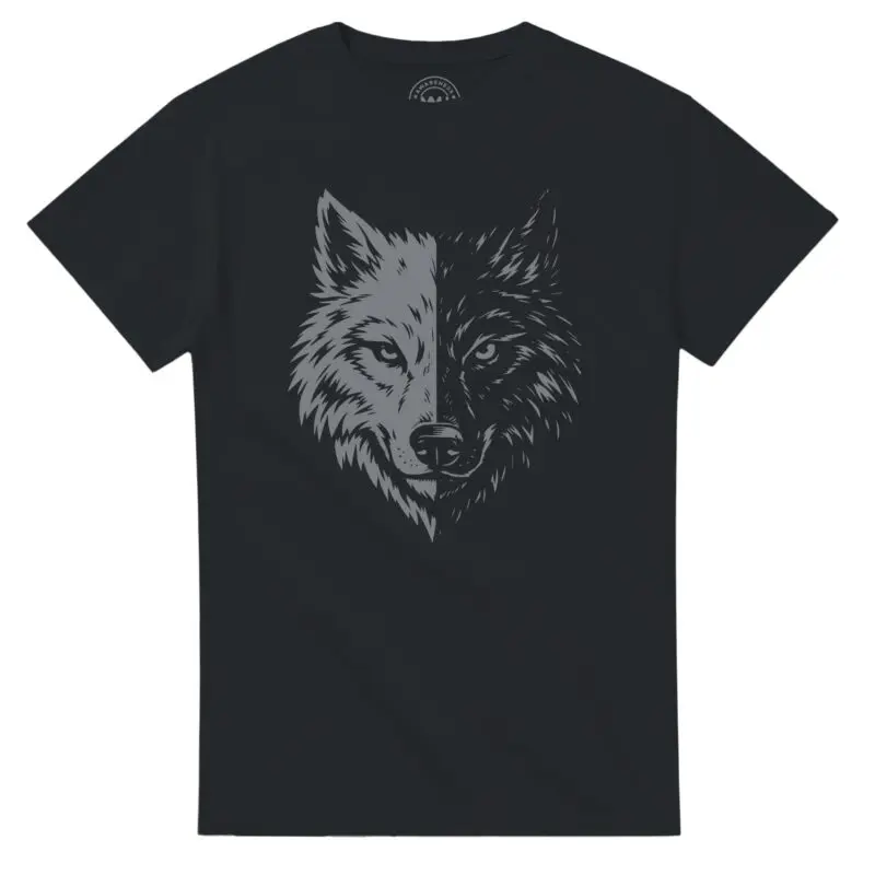 Black T-shirt - "Two Wolves Graphic T-shirt" by MMH Statement Apparel