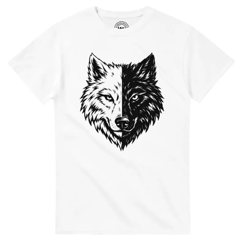 White T-shirt - "Two Wolves Graphic T-shirt" by MMH Statement Apparel