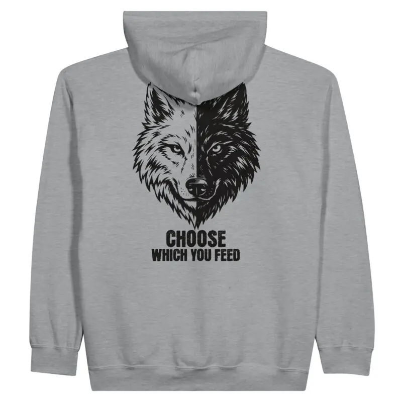 Sports Grey Hoodie - "Two Wolves - Zip Hoodie" by MMH Statement Apparel