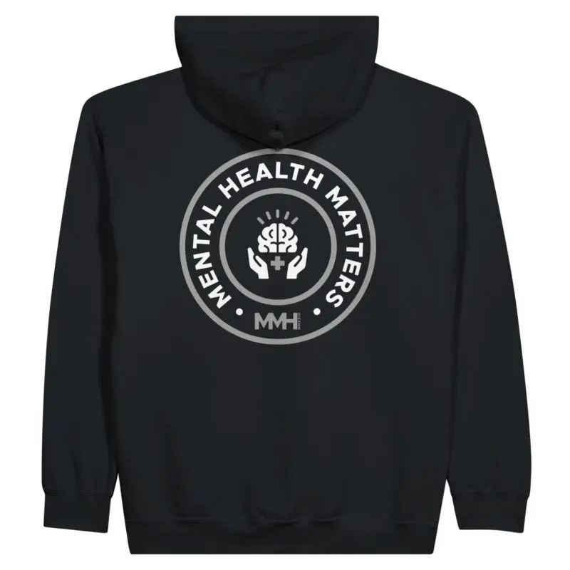 Black Hoodie - "Mental Health Matters Zip Hoodie" by MMH Statement Apparel
