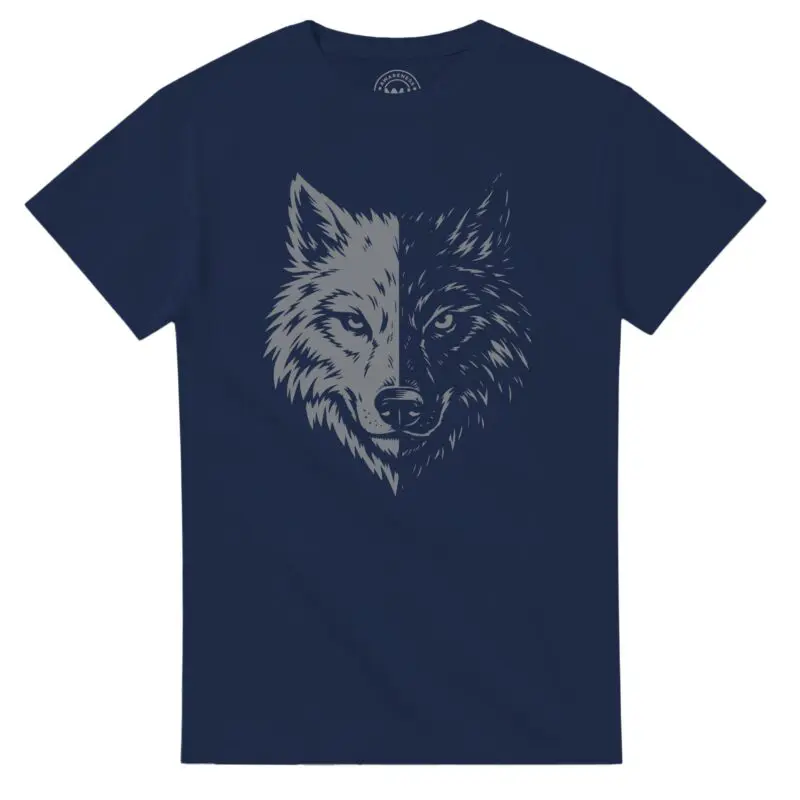 Navy T-shirt - "Two Wolves Graphic T-shirt" by MMH Statement Apparel