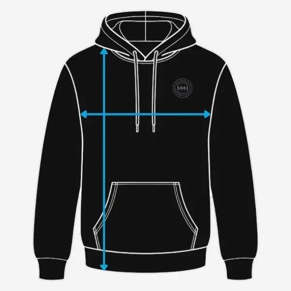 Diagram of hoodie measurements