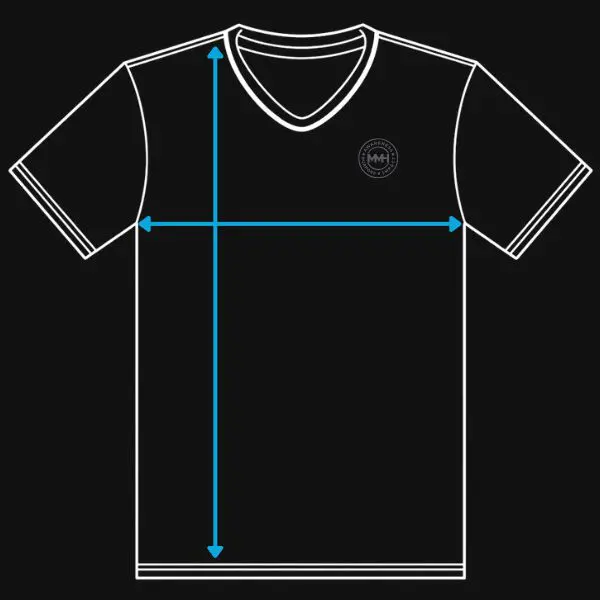 Black t-shirt measurement diagram