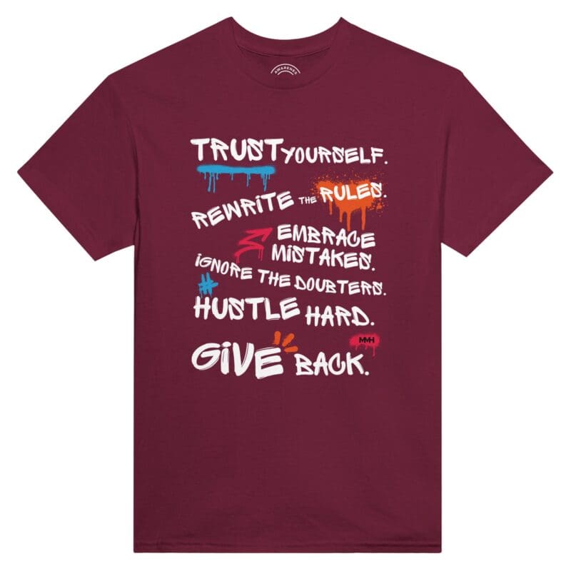 Maroon T-shirt - "Rules for Life - Tee" by MMH Statement Apparel