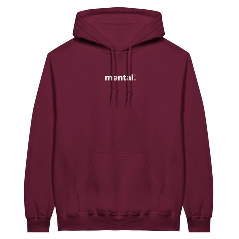 Maroon Hoodie - "mental.™ - Hoodie (Calm)" by MMH Statement Apparel
